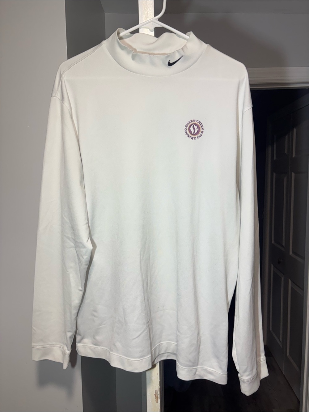 Nike Mens Team Vintage Golf White Mock Neck Long Sleeve Shirt X-Large